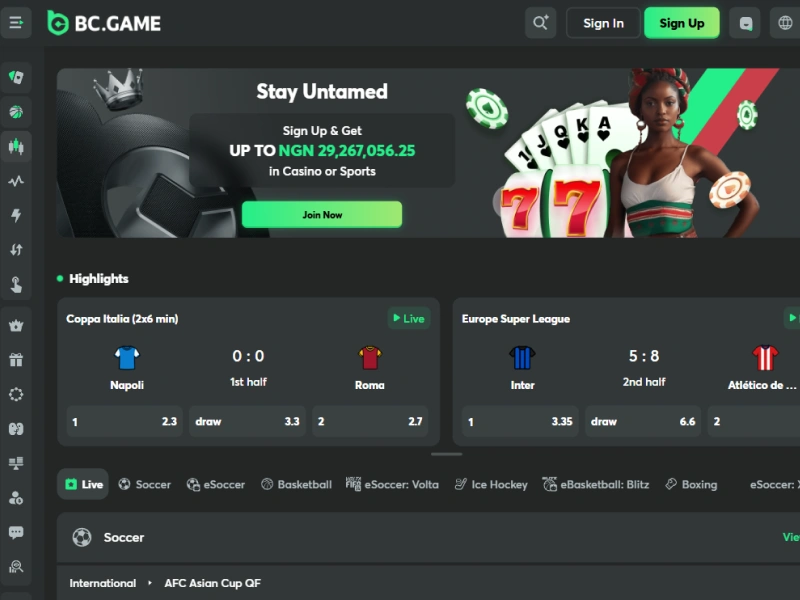 Official BC.Game Nigeria website homepage opened in browser for registration process