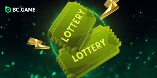 BC.Game Nigeria welcome lottery promotion with floating dollar bills on glowing green background.